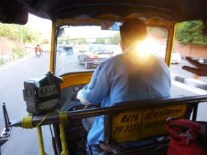 Inside an autorickshaw